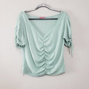 Ragdoll Sage Green Ruched Lightweight Feminine Top Medium